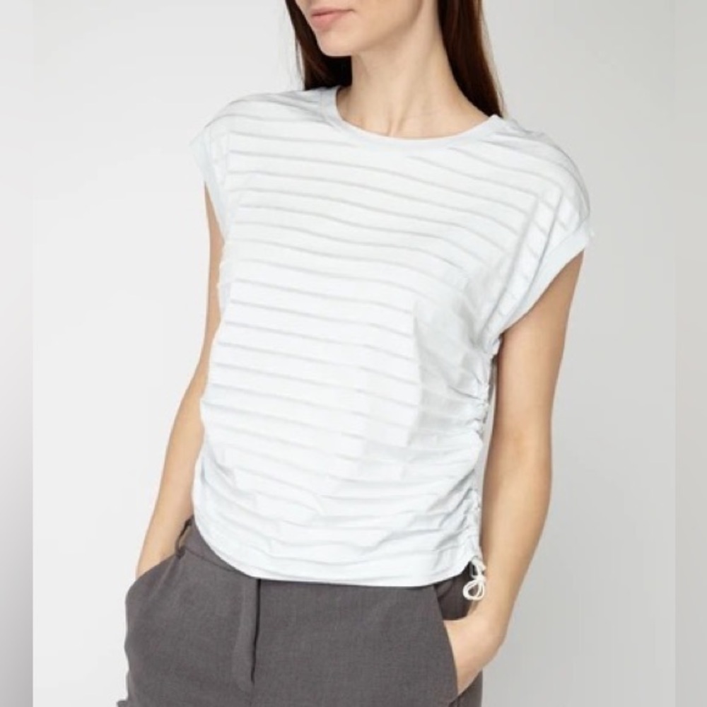 DRYKORN Melia Top Large White Striped Cotton Viscose